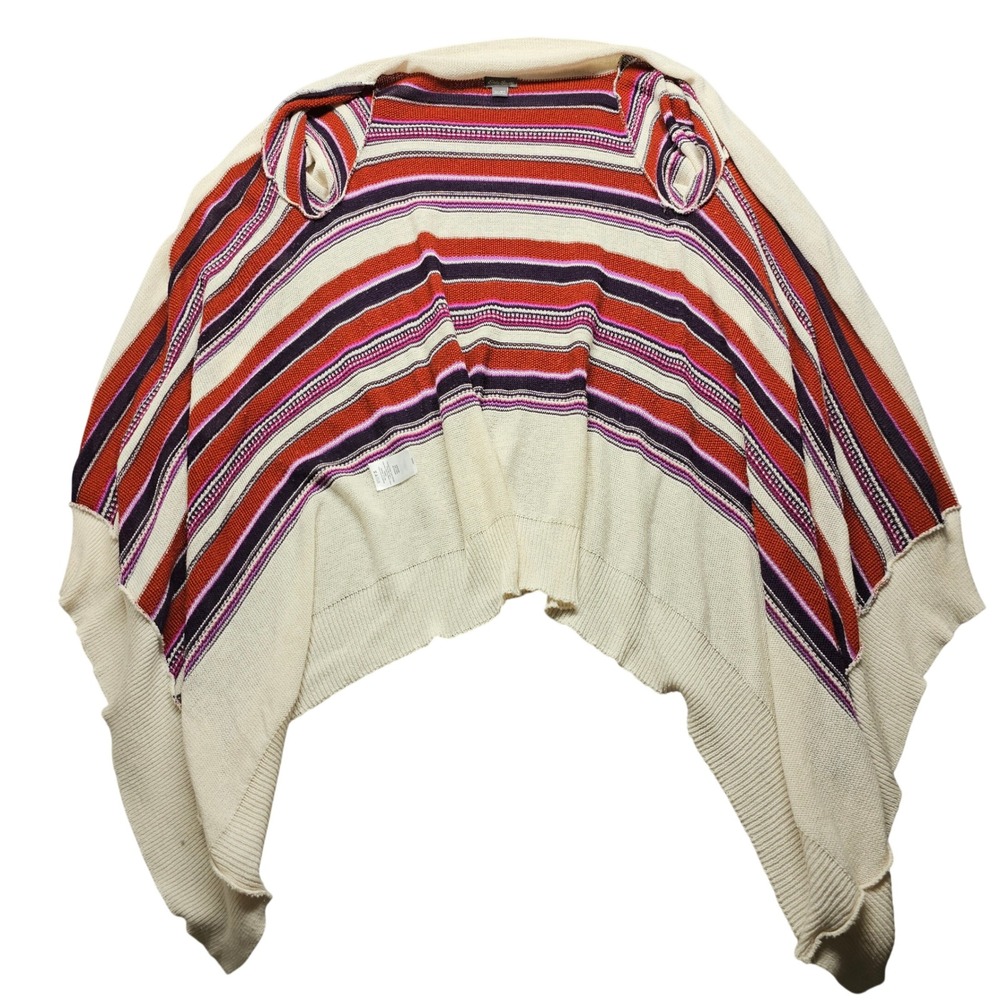 Eddie Bauer Women M/L Striped Open Front Cardigan Shawl Collar Multi Color Knit